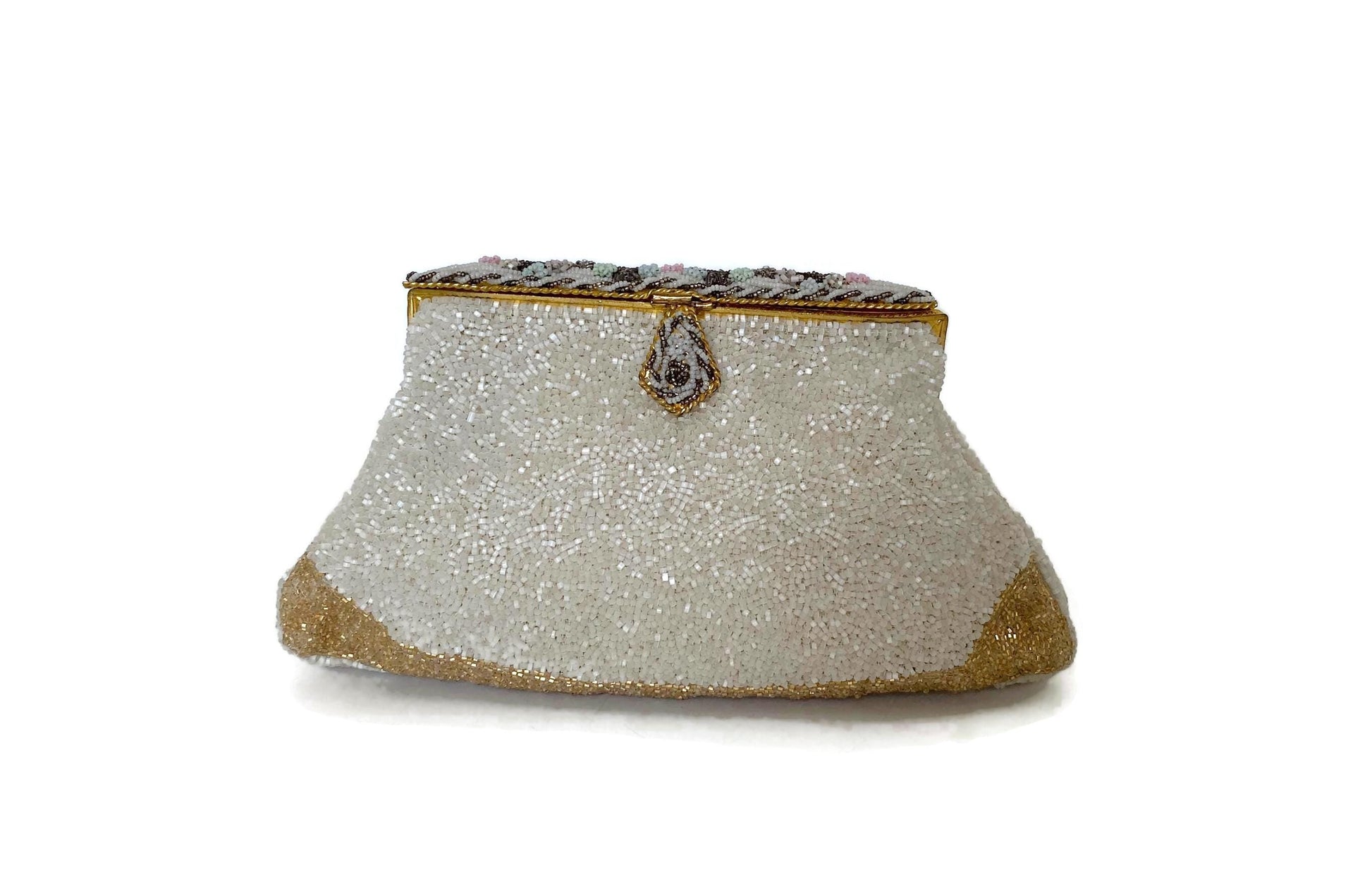 Vintage French Floral Beaded Purse, Saks Fifth Avenue at Duckwells