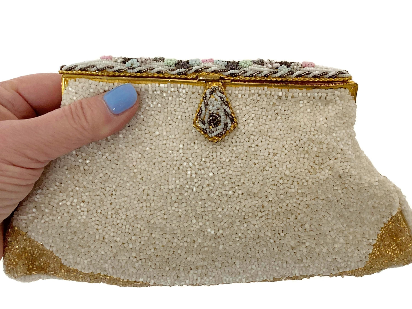 Vintage French Floral Beaded Purse, Saks Fifth Avenue at Duckwells