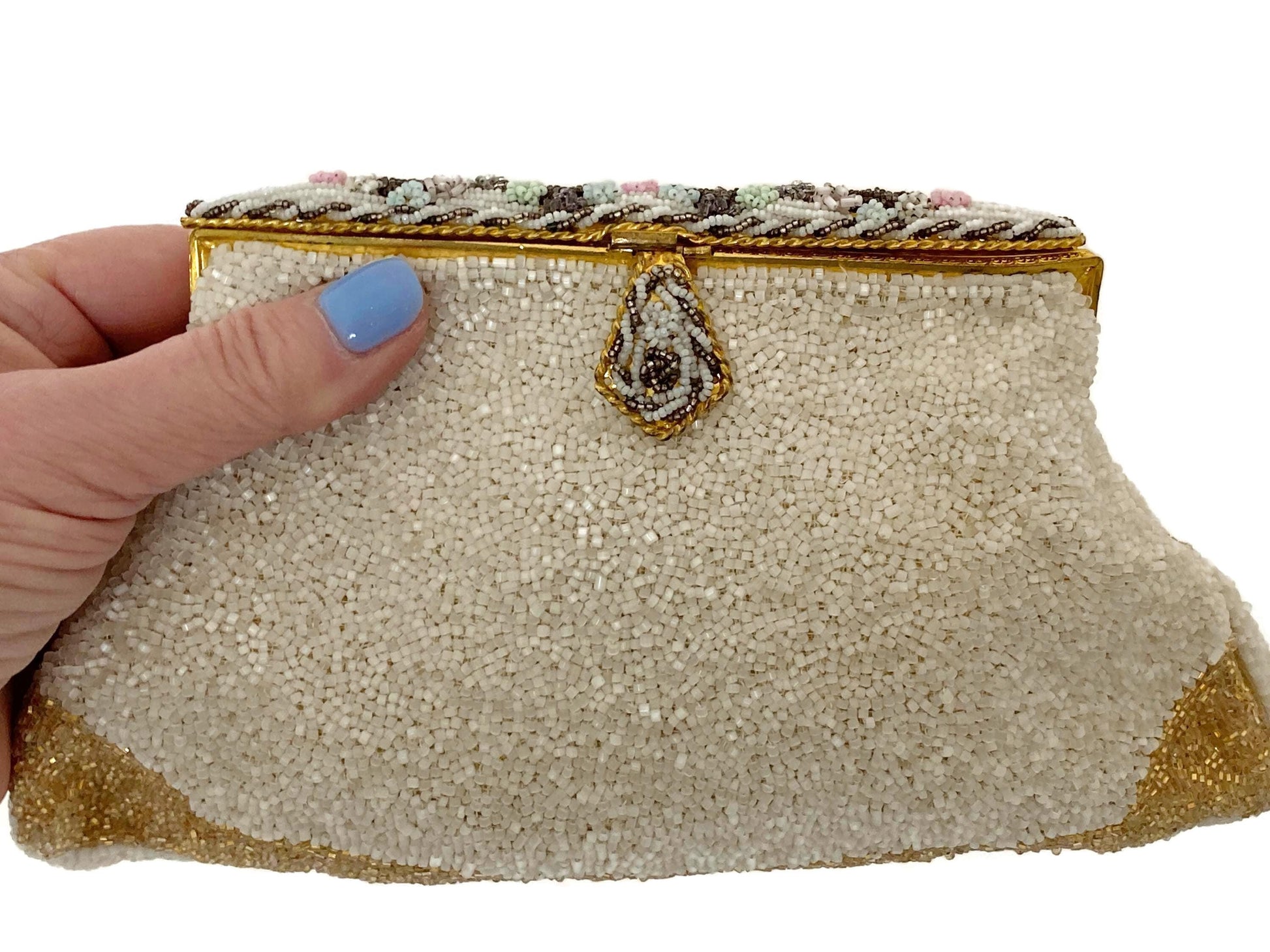 Vintage French Floral Beaded Purse, Saks Fifth Avenue at Duckwells