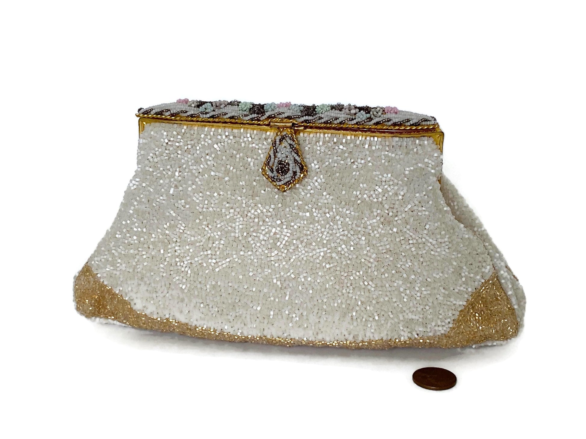 Vintage French Floral Beaded Purse, Saks Fifth Avenue at Duckwells
