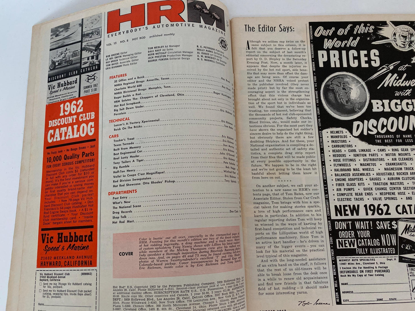 Midcentury Hot Rod Magazine August 1962 at Duckwells