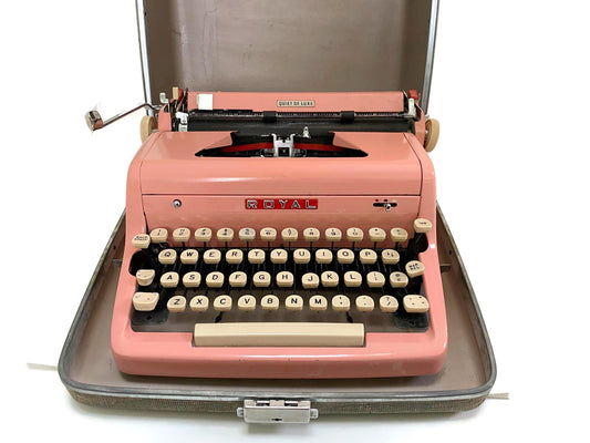 Vintage Royal Quiet Deluxe Pink Typewriter at Duckwells