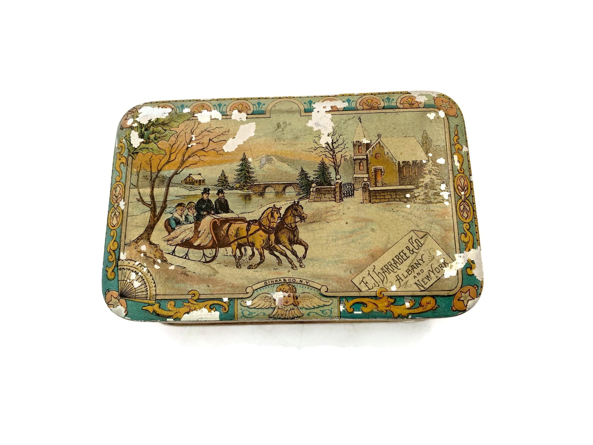 Antique Christmas Biscuit Tin Can at Duckwells