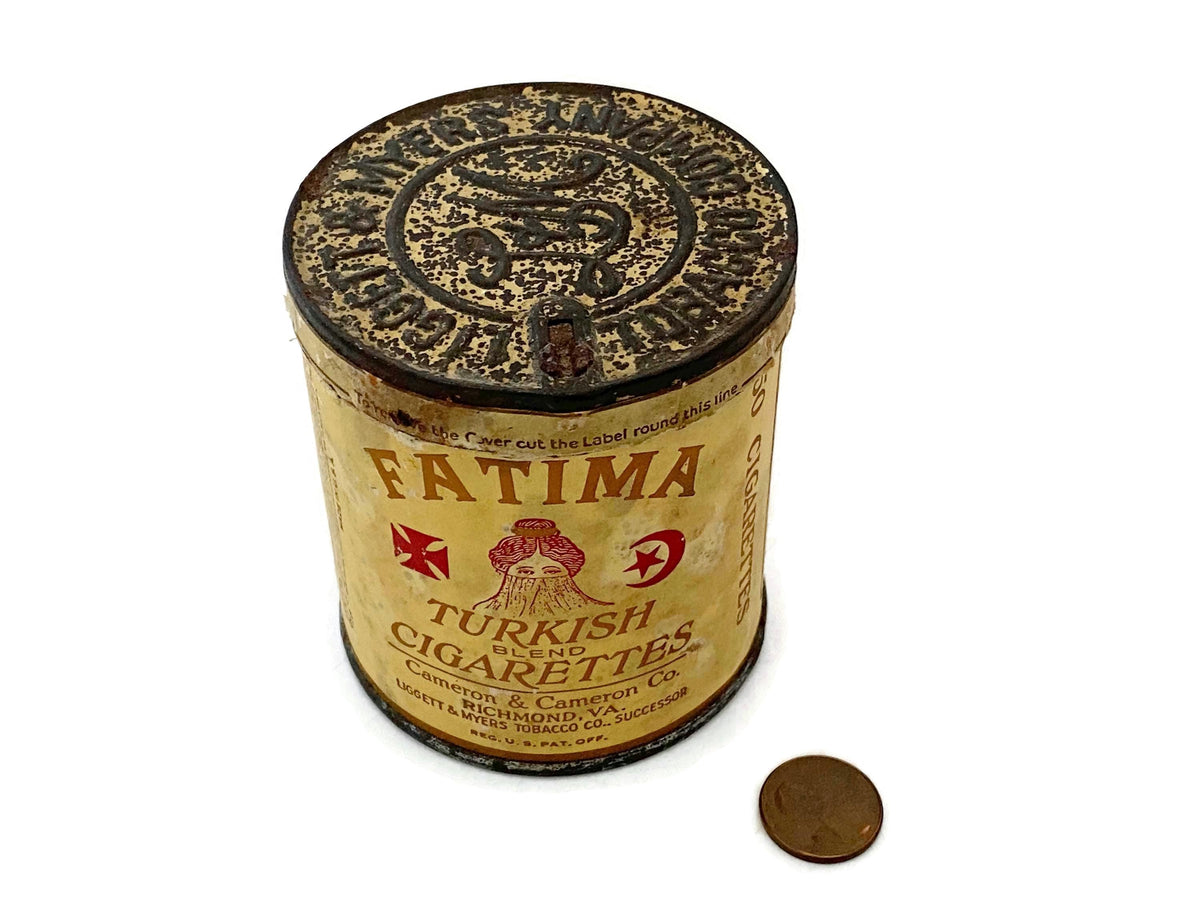 Antique Tobacco Tin, Fatima Turkish Cigarettes at Duckwells