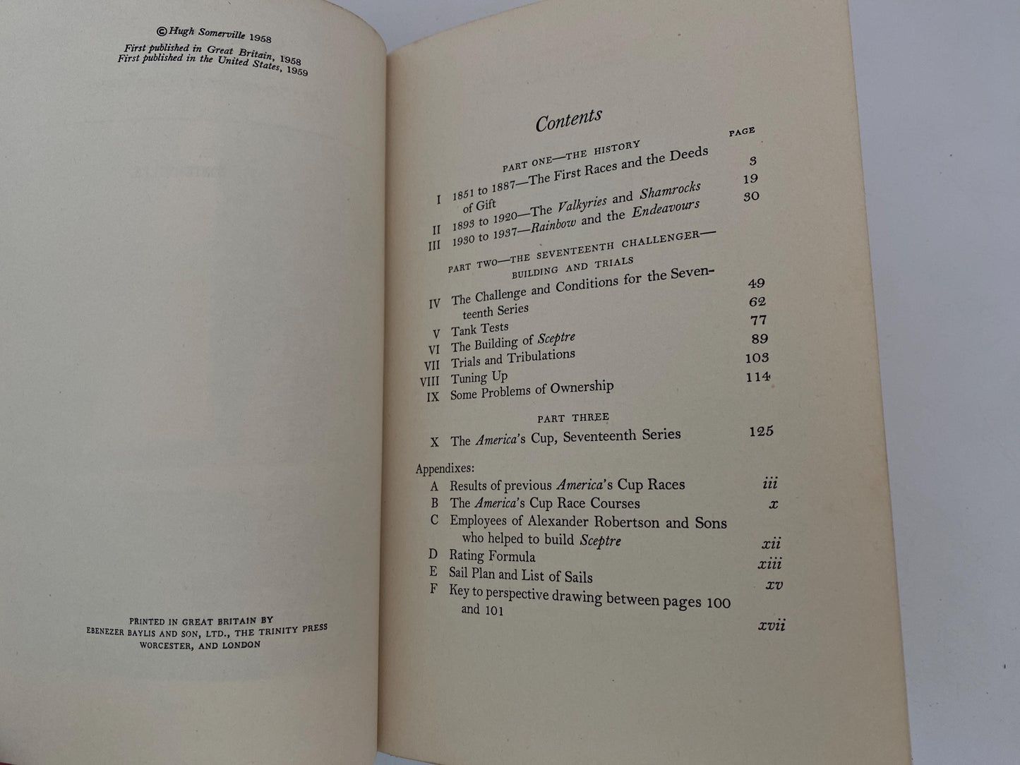 Vintage Sailing History Book, Sceptre, The Seventeenth Challenger at Duckwells