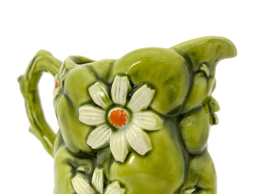 Midcentury Ceramic Pitcher, Green Apple and Daisies Inarco 1967 at Duckwells