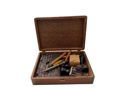 Antique Printing Set in Wood Box at Duckwells