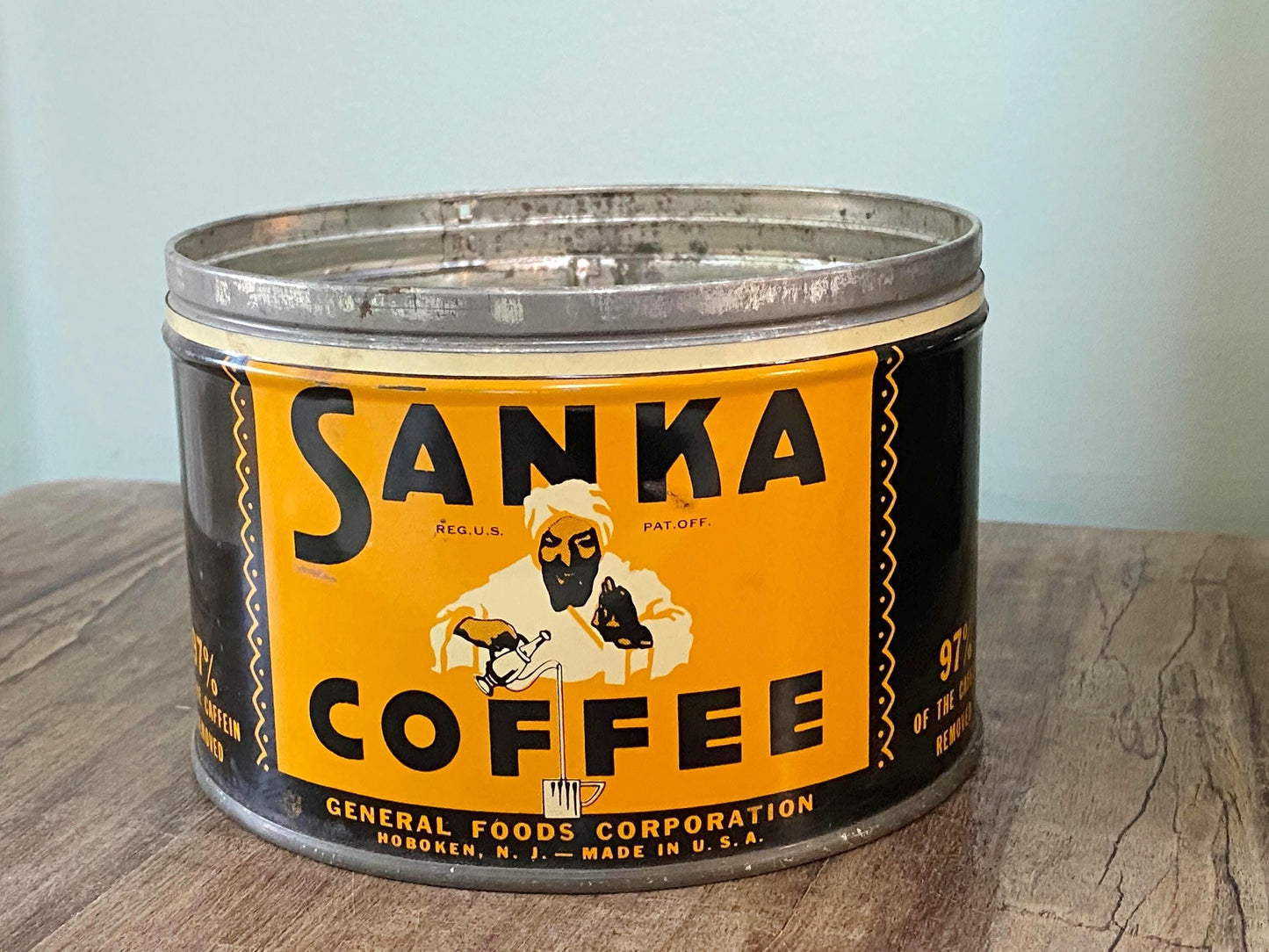 Midcentury Sanka Coffee Tin Can