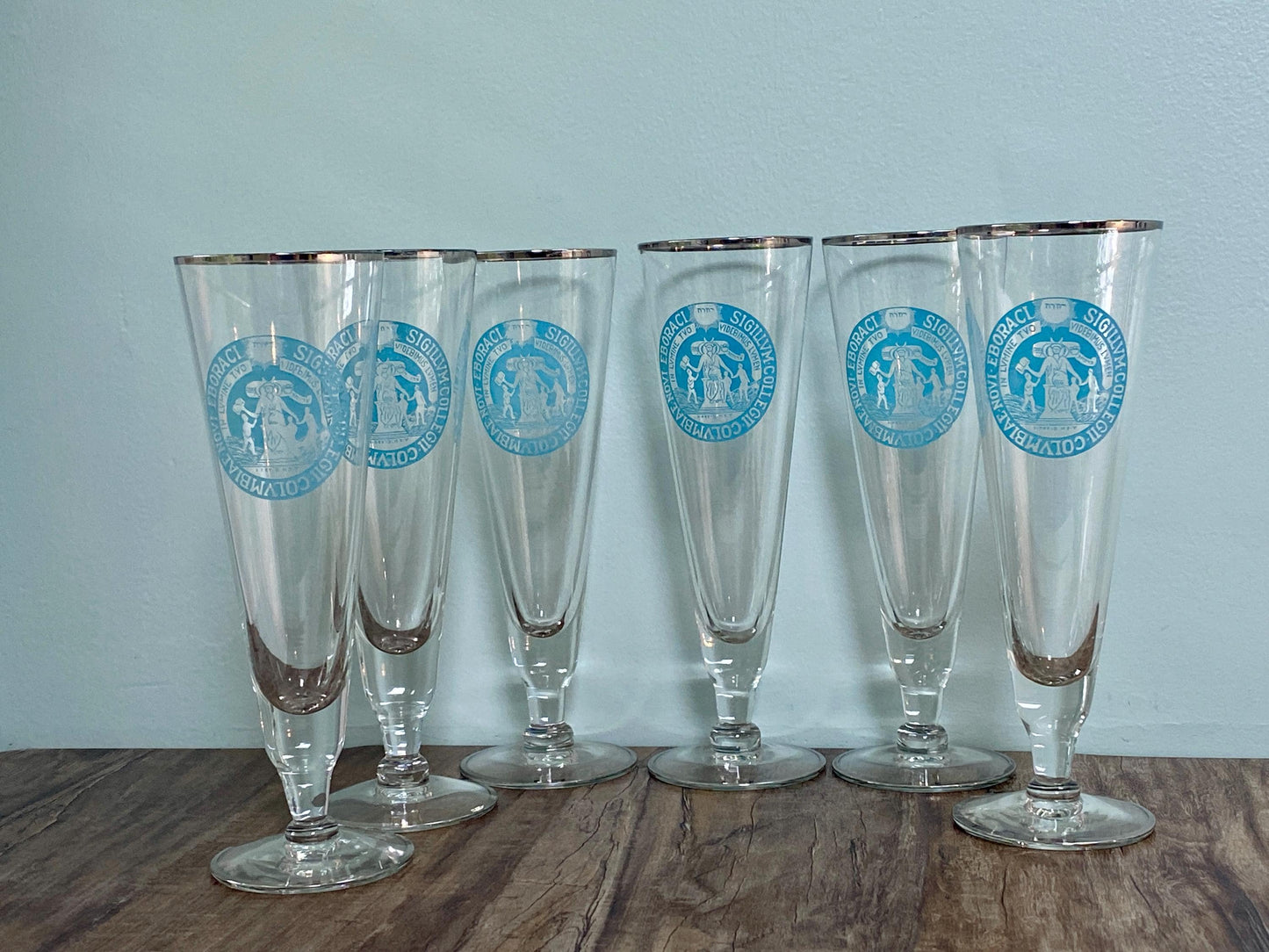 Midcentury Columbia University Pilsner Glasses at Duckwells