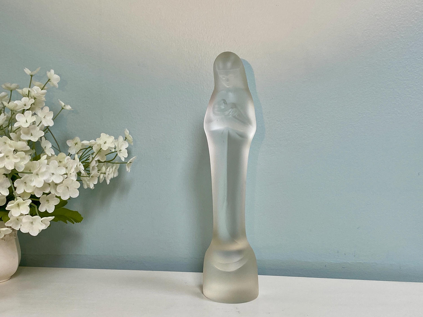 Vintage Madonna and Child Glass Figurine by Leerdam at Duckwells