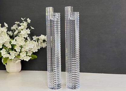 Vintage Tall Crystal Candlesticks at Duckwells