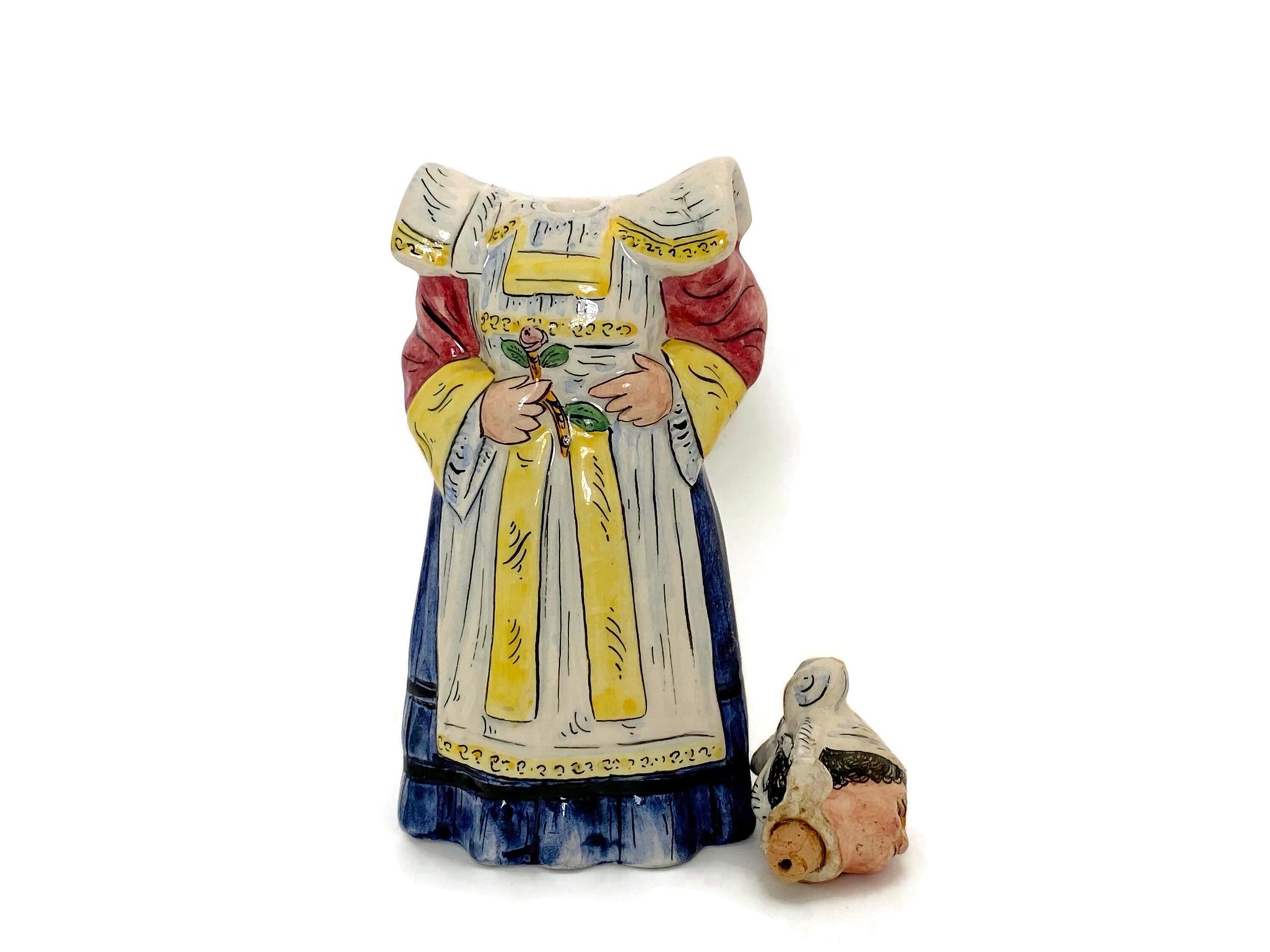 Vintage French Woman Decanter Figurine Faience Ceramic at Duckwells