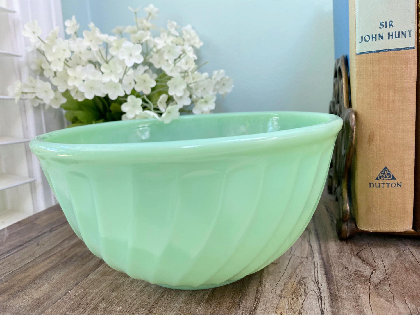 Vintage Fire King Jadeite Swirl 8" Mixing Bowl at Duckwells