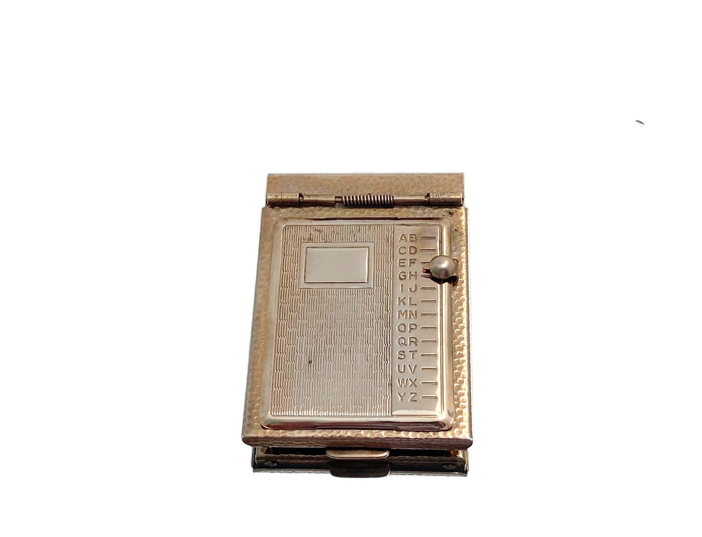 Vintage Mini Address Book, Goldtone Metal Flip Phone Book