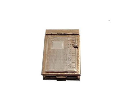 Vintage Mini Address Book, Goldtone Metal Flip Phone Book