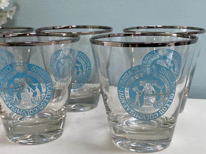 Midcentury Columbia University 6 Glasses at Duckwells
