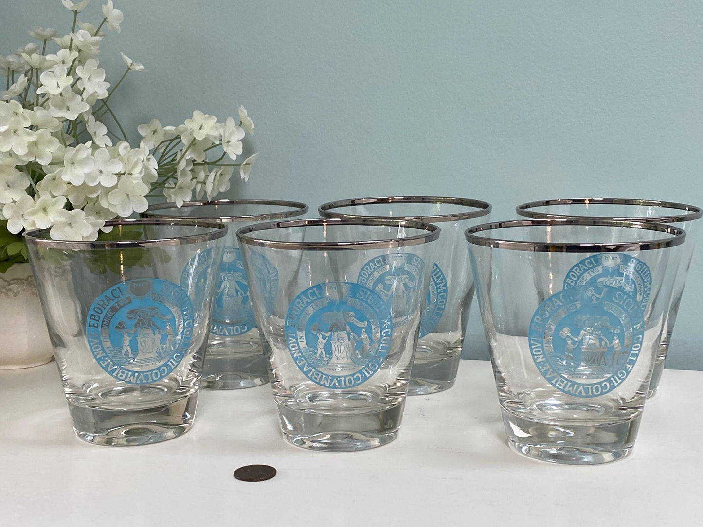 Midcentury Columbia University 6 Glasses at Duckwells