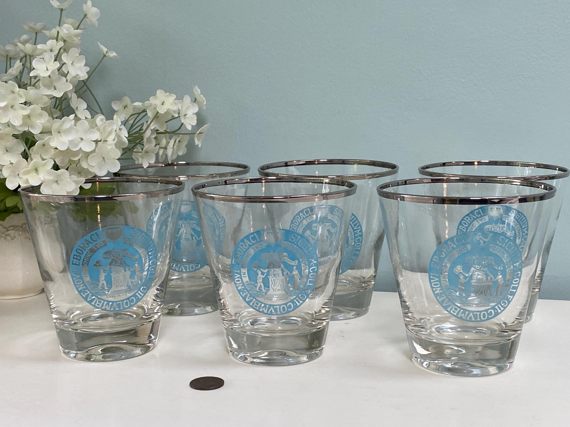 Midcentury Columbia University 6 Glasses at Duckwells