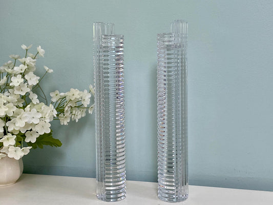 Vintage Tall Crystal Candlesticks at Duckwells