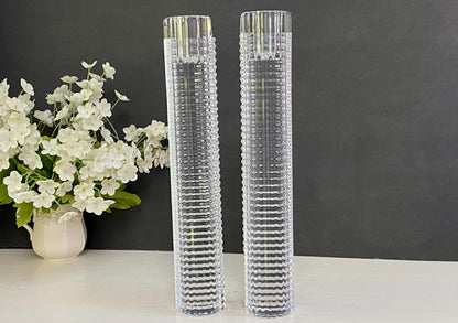 Vintage Tall Crystal Candlesticks at Duckwells