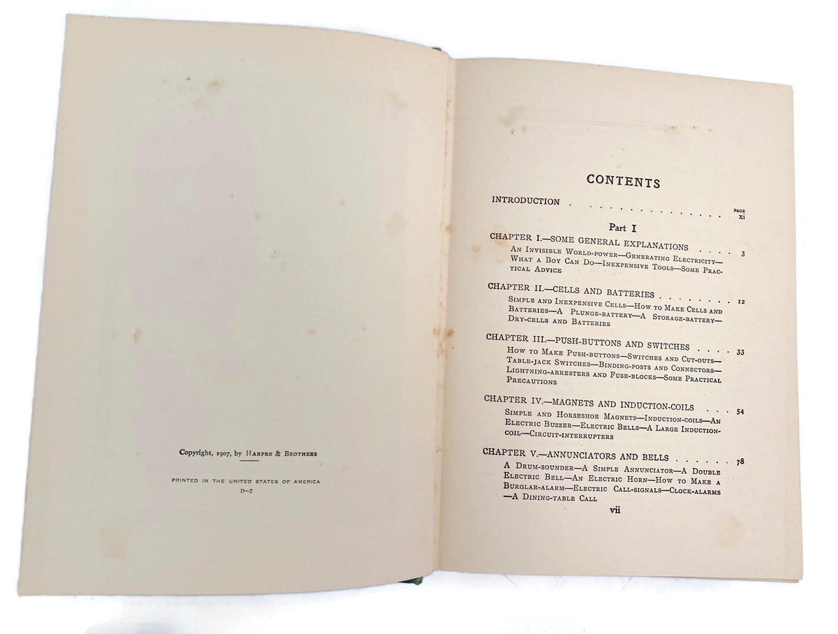 Antique Book, Harper's Electricity Book for Boys, 1907 Illustrated