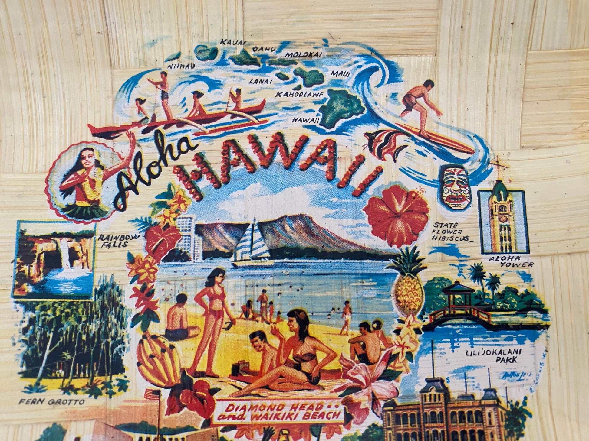 Mid Century Hawaii Bamboo Dish at Duckwells
