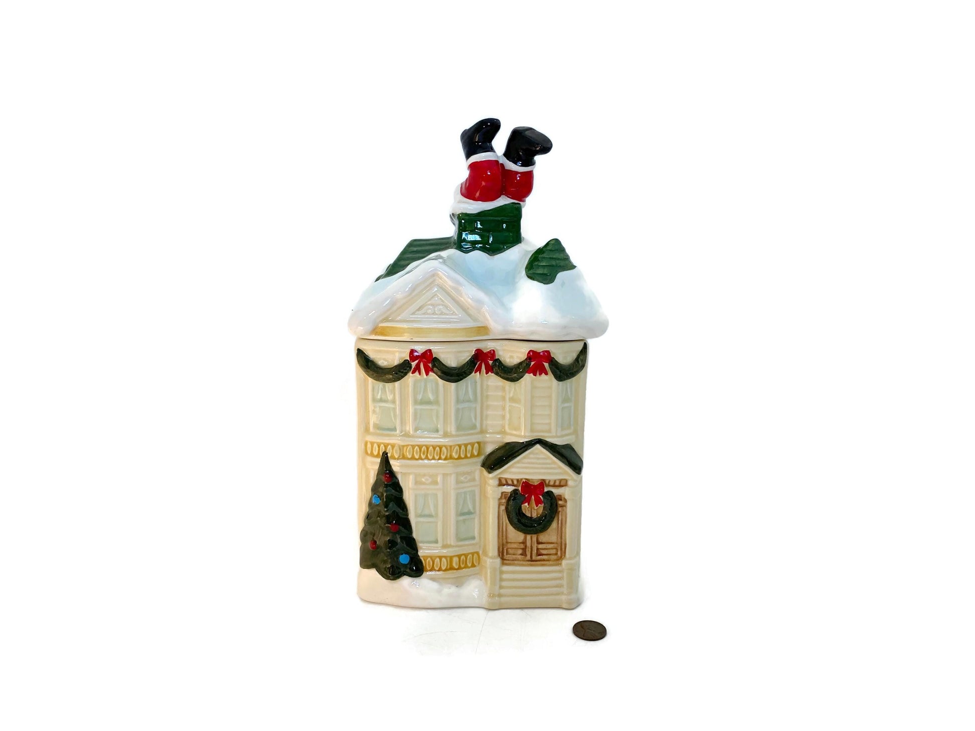 Vintage Victorian House Christmas Cookie Jar Canister at Duckwells