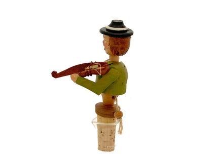 Vintage Violinist Mechanical Bottle Stopper by Anri