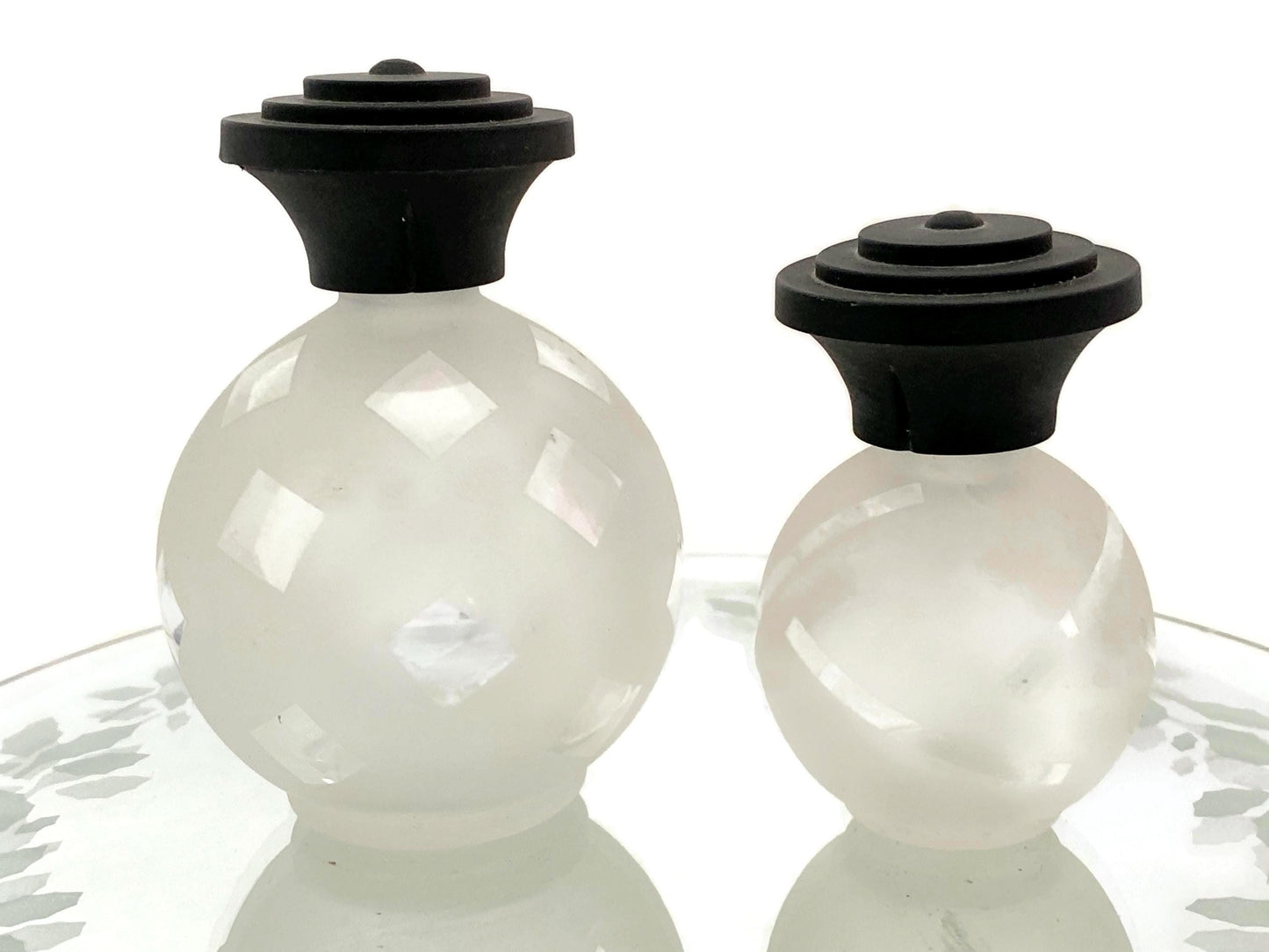 Vintage Glass Perfume Bottles, 1980s Deco Revival