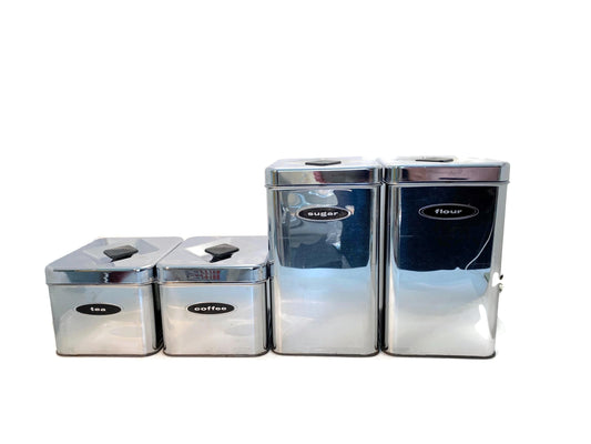 Vintage Chrome Canister Set By Masterware Canette at Duckwells