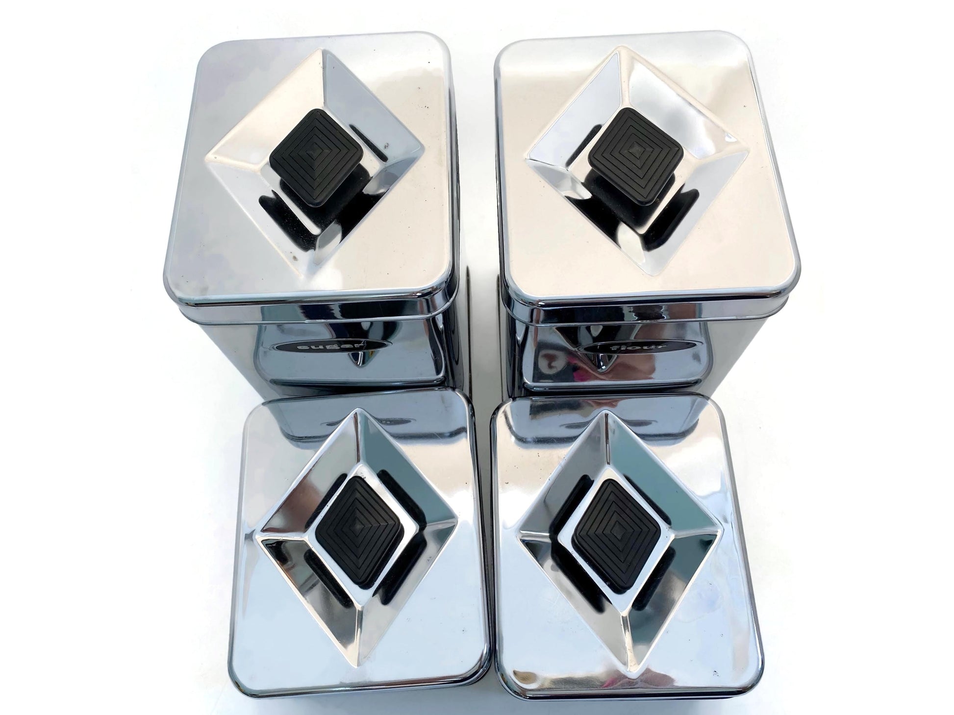 Vintage Chrome Canister Set By Masterware Canette at Duckwells