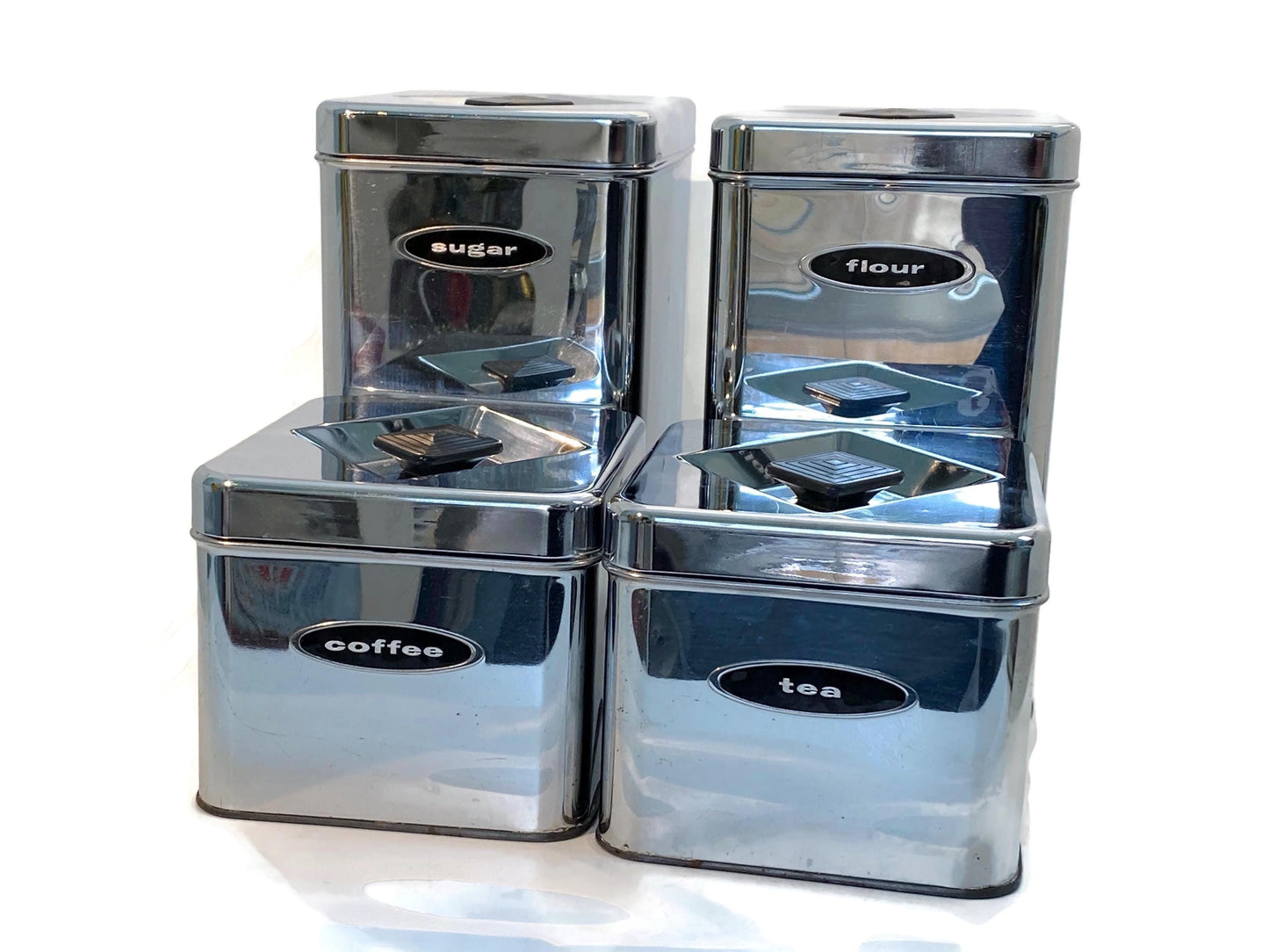 Vintage Chrome Canister Set By Masterware Canette at Duckwells