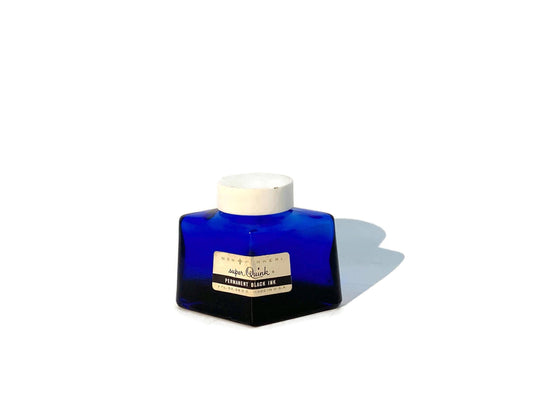 Vintage Parker Ink Quink Cobalt Blue Diamond Shaped Bottle