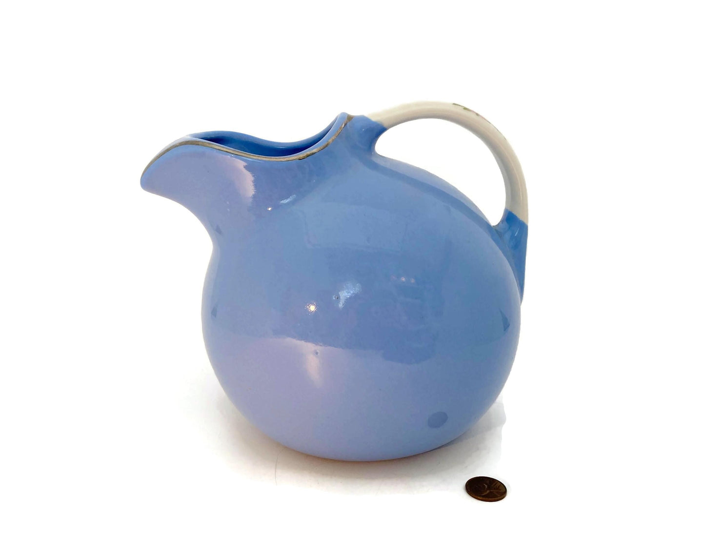Vintage Ball Pitcher Hall Pottery Royal Rose Medallion at Duckwells