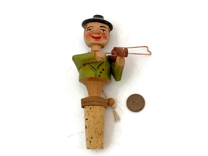 Vintage Violinist Mechanical Bottle Stopper by Anri