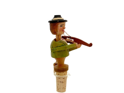 Vintage Violinist Mechanical Bottle Stopper by Anri