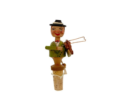 Vintage Violinist Mechanical Bottle Stopper by Anri