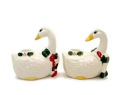 Vintage Christmas Goose Candleholders by Lefton