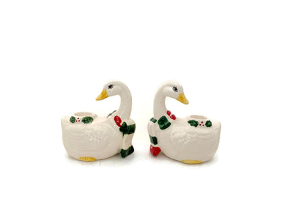 Vintage Christmas Goose Candleholders by Lefton