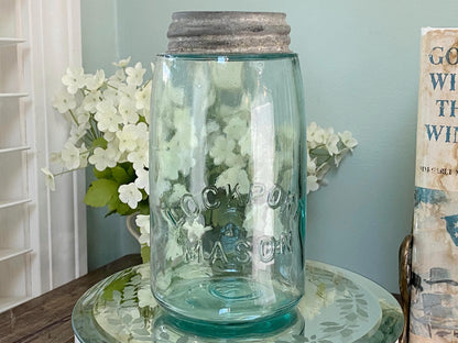 Antique Lockport Mason Blue Glass Canning Jar at Duckwells