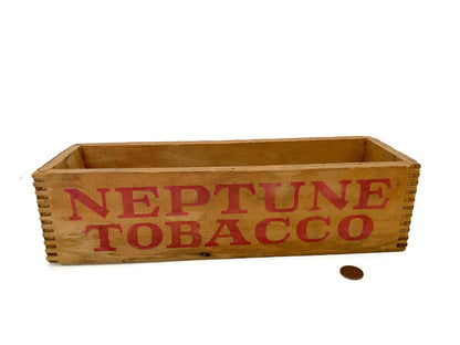 Antique Wooden Box, 1920s Neptune Advertising Box