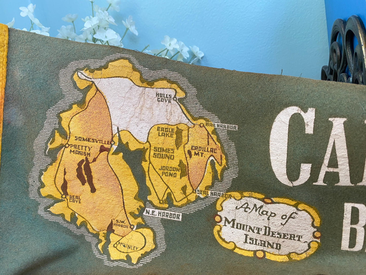 Vintage Cadillac Mountain, Bar Harbor Maine Pennant