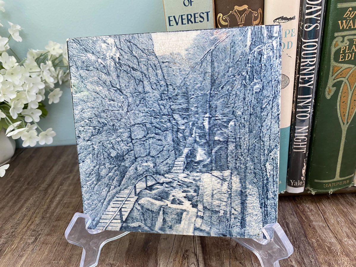 Antique Ceramic Tile of The Flume Gorge, Franconia NH at Duckwells