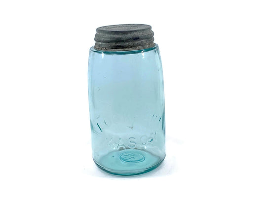 Antique Lockport Mason Blue Glass Canning Jar at Duckwells