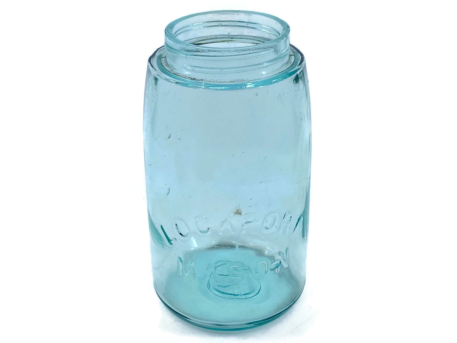 Antique Lockport Mason Blue Glass Canning Jar at Duckwells