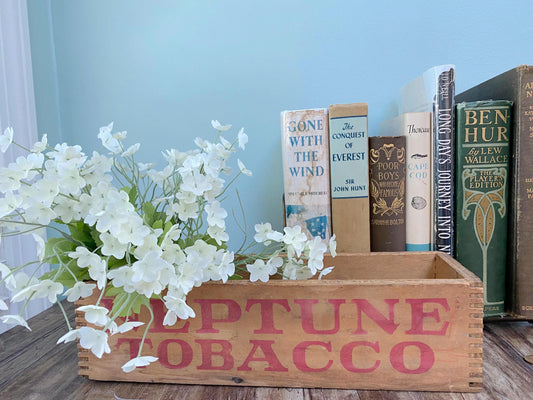 Antique Wooden Box, 1920s Neptune Advertising Box