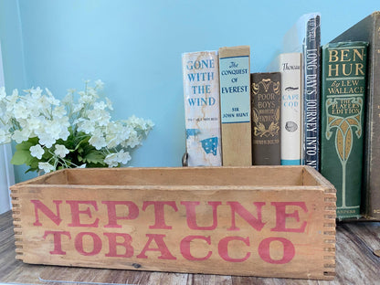 Antique Wooden Box, 1920s Neptune Advertising Box