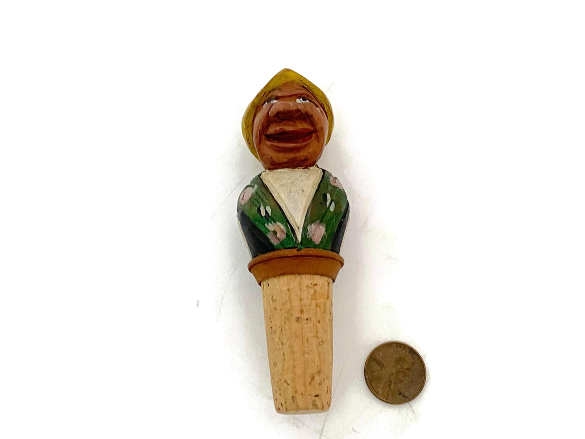 Vintage Carved Pirate Bottle Stopper by Anri at Duckwells
