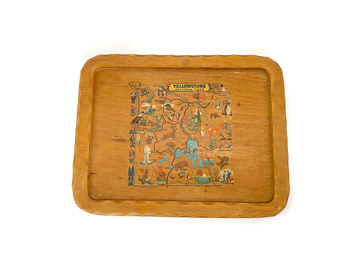 Vintage Wood Yellowstone National Park Souvenir Tray