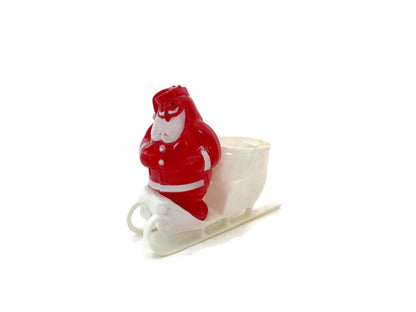 Vintage Santa Claus on his Sleigh, Midcentury Plastic Candy Container by Rosbro